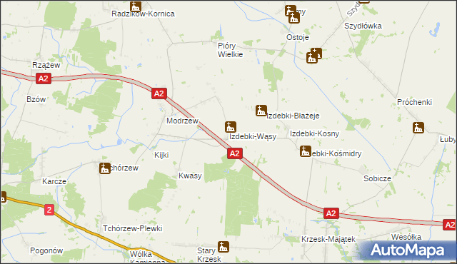 mapa Izdebki-Wąsy, Izdebki-Wąsy na mapie Targeo