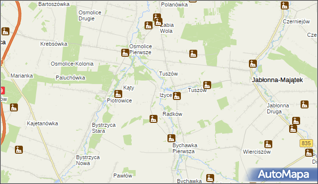 mapa Iżyce, Iżyce na mapie Targeo