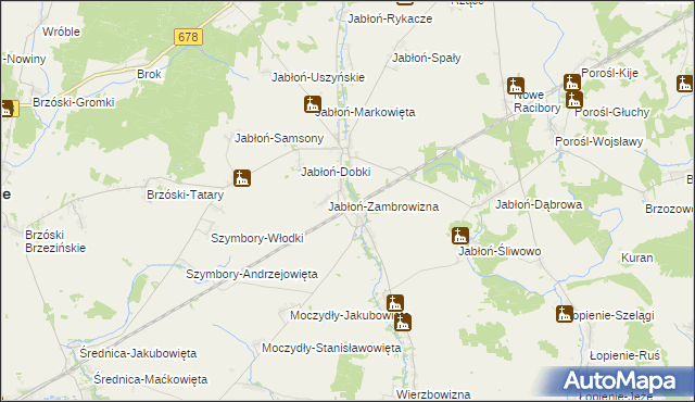 mapa Jabłoń-Jankowce, Jabłoń-Jankowce na mapie Targeo