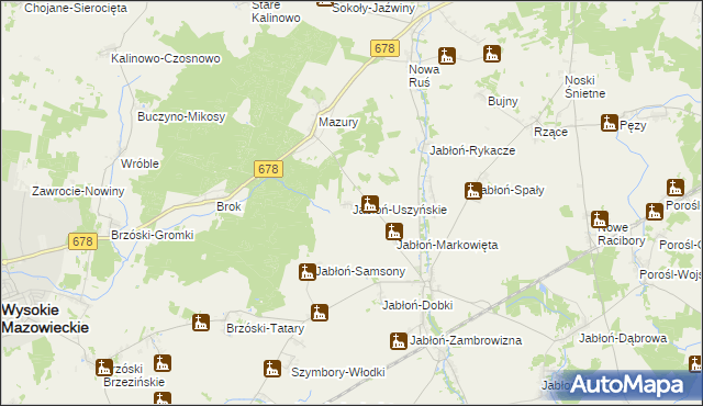 mapa Jabłoń-Uszyńskie, Jabłoń-Uszyńskie na mapie Targeo