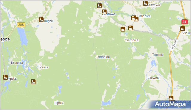 mapa Jabłoniec gmina Kępice, Jabłoniec gmina Kępice na mapie Targeo