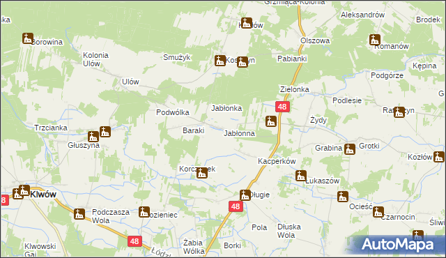 mapa Jabłonna gmina Wyśmierzyce, Jabłonna gmina Wyśmierzyce na mapie Targeo