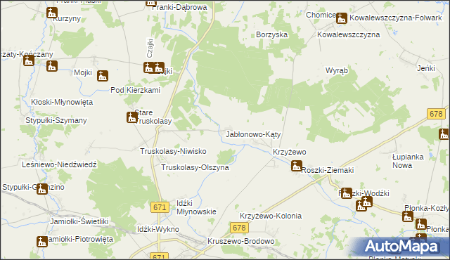 mapa Jabłonowo-Kąty, Jabłonowo-Kąty na mapie Targeo