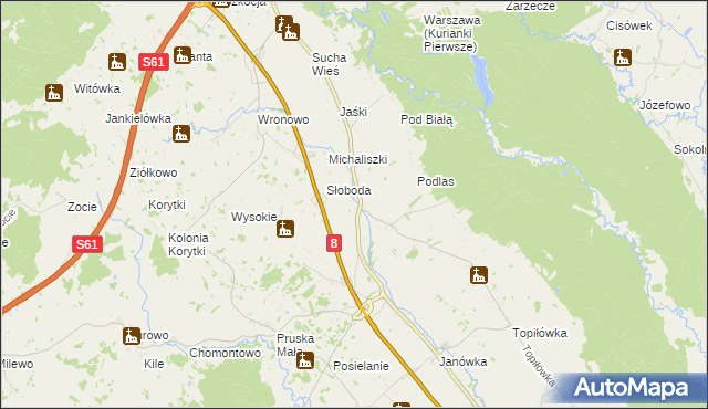 mapa Jabłońskie gmina Augustów, Jabłońskie gmina Augustów na mapie Targeo