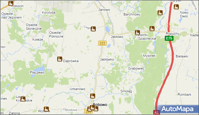 mapa Jabłówko gmina Bobowo, Jabłówko gmina Bobowo na mapie Targeo