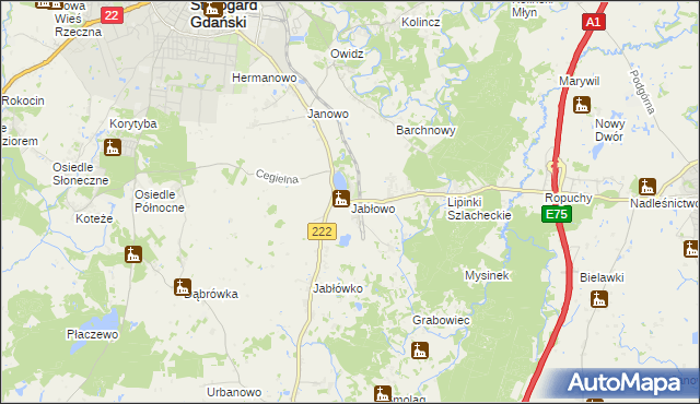 mapa Jabłowo, Jabłowo na mapie Targeo