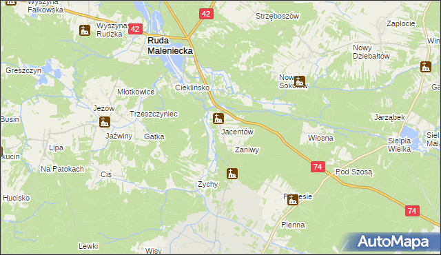 mapa Jacentów, Jacentów na mapie Targeo