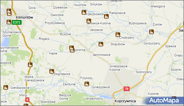 mapa Jachimowice, Jachimowice na mapie Targeo