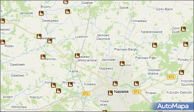 mapa Jackowo Włościańskie, Jackowo Włościańskie na mapie Targeo