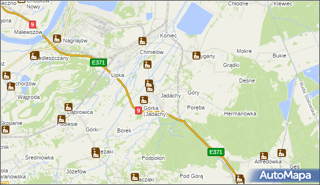 mapa Jadachy, Jadachy na mapie Targeo