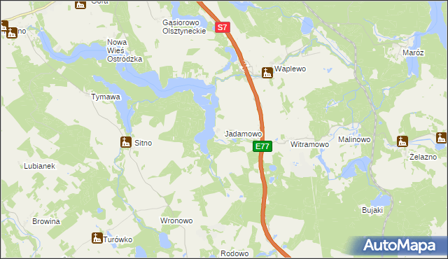 mapa Jadamowo, Jadamowo na mapie Targeo