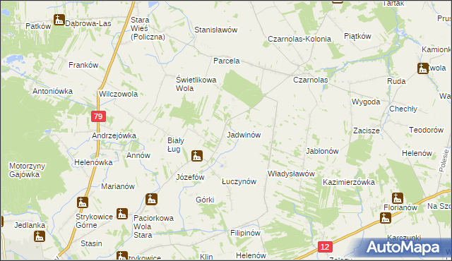 mapa Jadwinów gmina Policzna, Jadwinów gmina Policzna na mapie Targeo