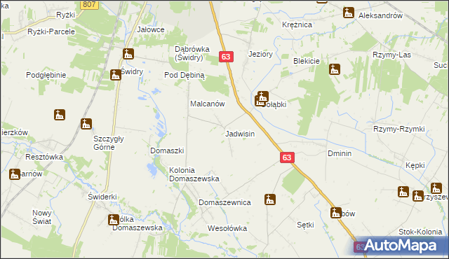 mapa Jadwisin gmina Łuków, Jadwisin gmina Łuków na mapie Targeo