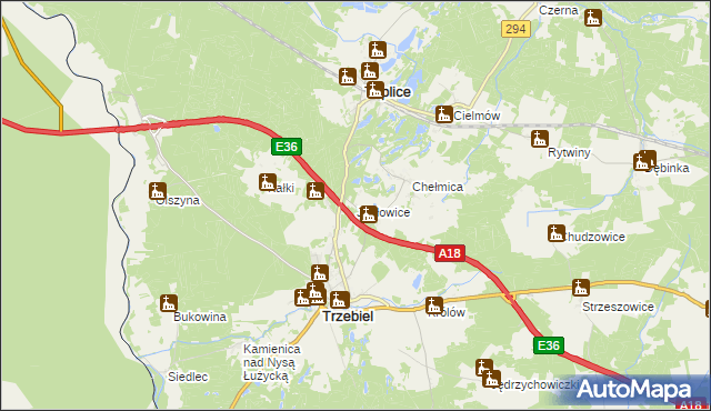 mapa Jagłowice, Jagłowice na mapie Targeo