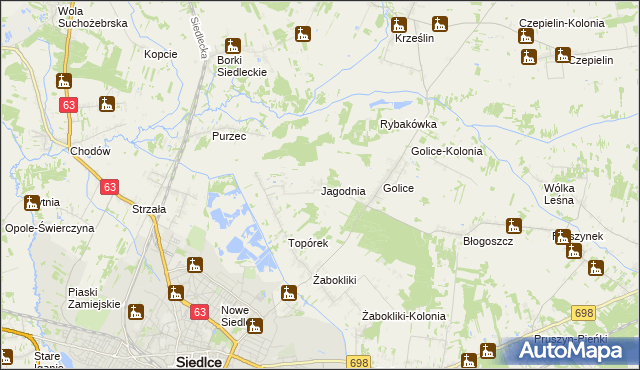 mapa Jagodnia, Jagodnia na mapie Targeo