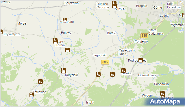 mapa Jagodniki, Jagodniki na mapie Targeo