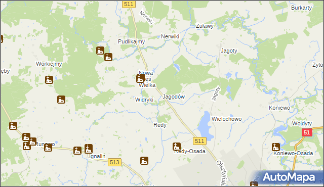 mapa Jagodów, Jagodów na mapie Targeo