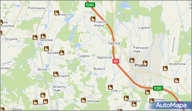 mapa Jagoszyce, Jagoszyce na mapie Targeo