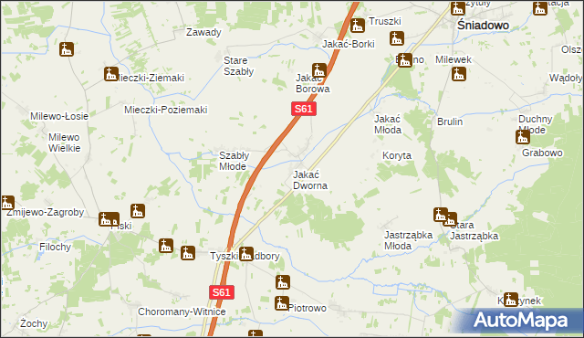mapa Jakać Dworna, Jakać Dworna na mapie Targeo