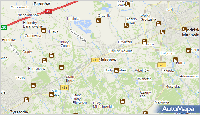 mapa Jaktorów, Jaktorów na mapie Targeo