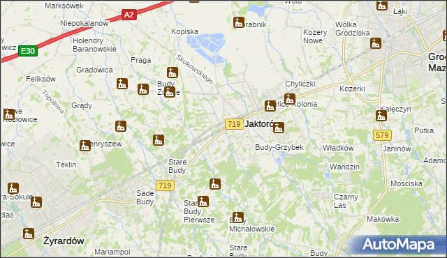 mapa Jaktorów-Kolonia, Jaktorów-Kolonia na mapie Targeo