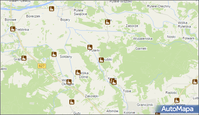 mapa Jakubiki, Jakubiki na mapie Targeo