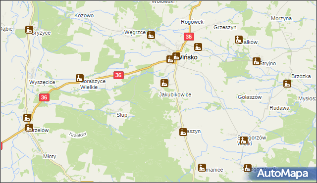 mapa Jakubikowice, Jakubikowice na mapie Targeo