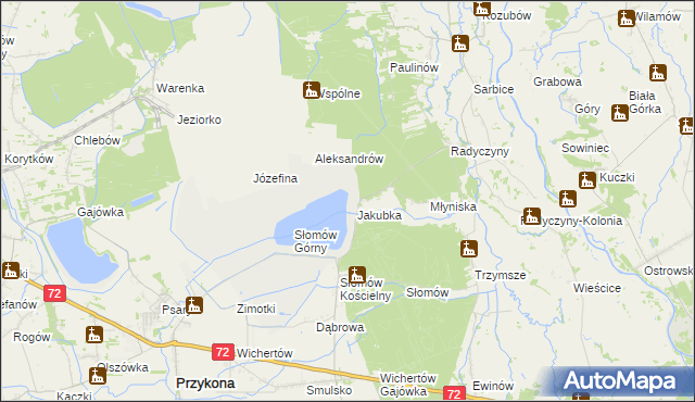 mapa Jakubka, Jakubka na mapie Targeo