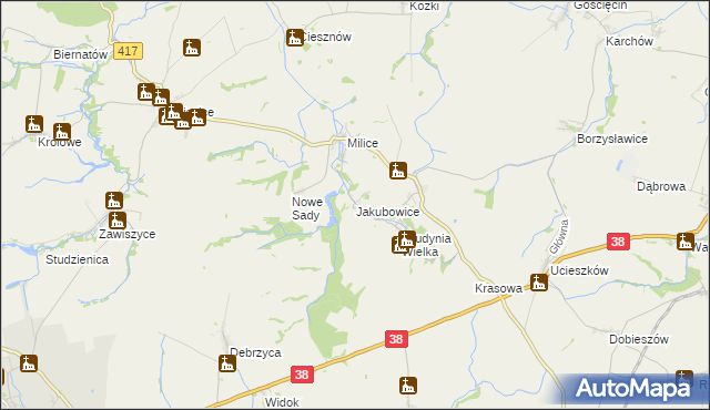 mapa Jakubowice gmina Pawłowiczki, Jakubowice gmina Pawłowiczki na mapie Targeo