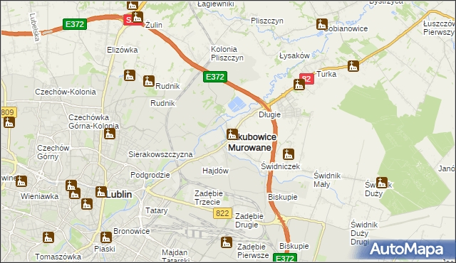 mapa Jakubowice Murowane, Jakubowice Murowane na mapie Targeo