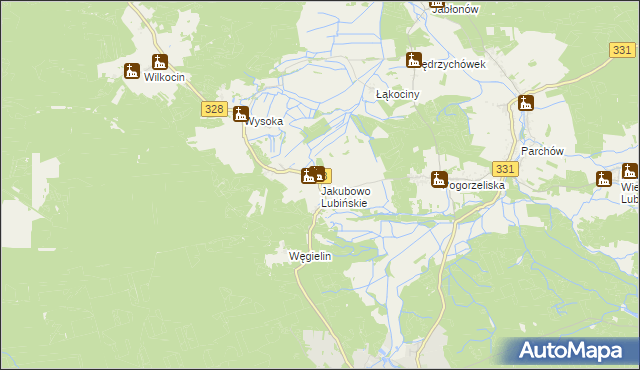 mapa Jakubowo Lubińskie, Jakubowo Lubińskie na mapie Targeo