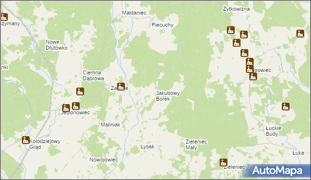 mapa Jakubowy Borek, Jakubowy Borek na mapie Targeo
