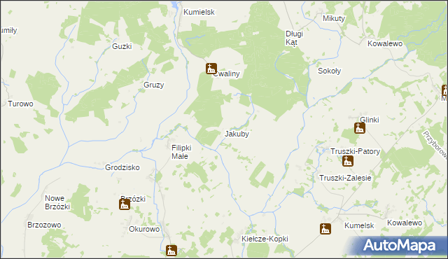 mapa Jakuby gmina Biała Piska, Jakuby gmina Biała Piska na mapie Targeo