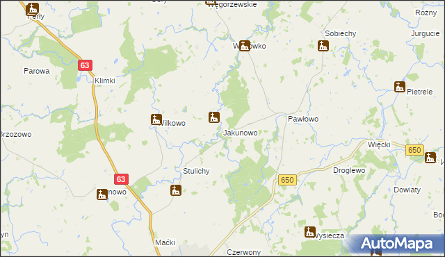 mapa Jakunowo, Jakunowo na mapie Targeo