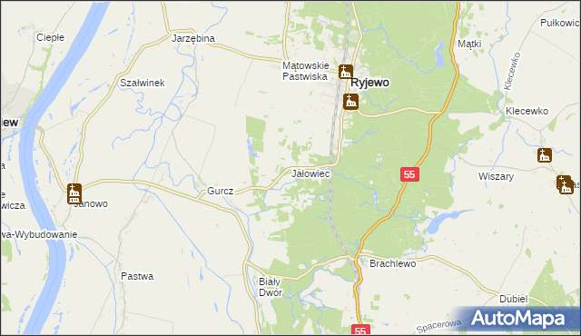 mapa Jałowiec gmina Ryjewo, Jałowiec gmina Ryjewo na mapie Targeo