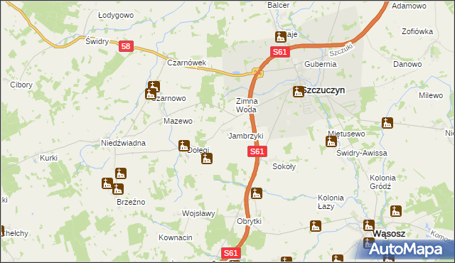 mapa Jambrzyki, Jambrzyki na mapie Targeo