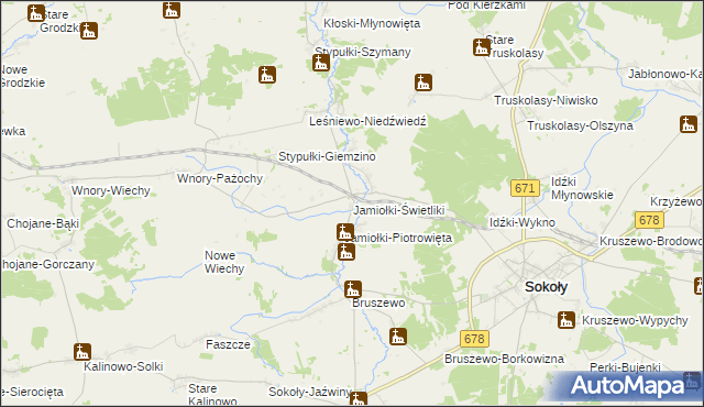 mapa Jamiołki-Świetliki, Jamiołki-Świetliki na mapie Targeo