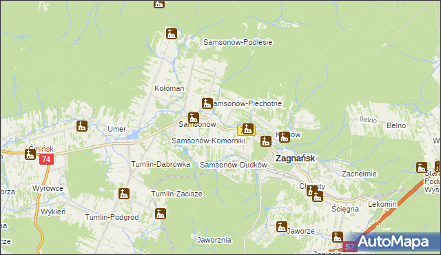 mapa Janaszów gmina Zagnańsk, Janaszów gmina Zagnańsk na mapie Targeo