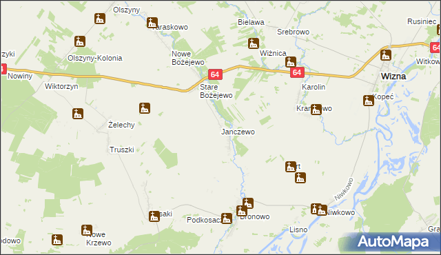 mapa Janczewo gmina Wizna, Janczewo gmina Wizna na mapie Targeo