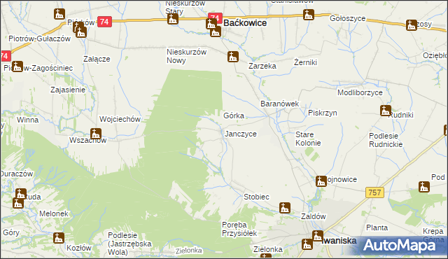 mapa Janczyce, Janczyce na mapie Targeo