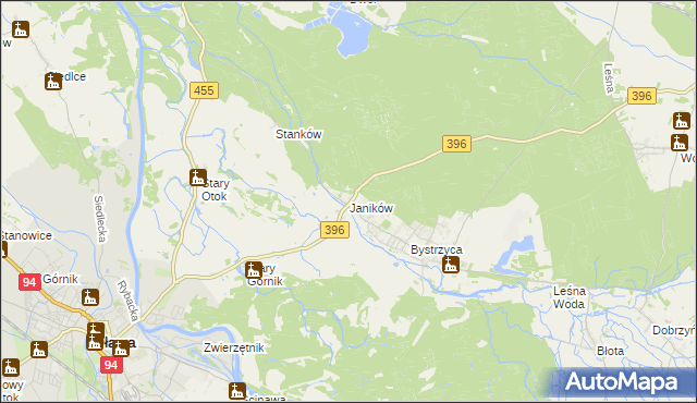 mapa Janików gmina Oława, Janików gmina Oława na mapie Targeo