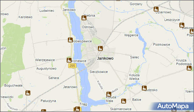 mapa Janikowo powiat inowrocławski, Janikowo powiat inowrocławski na mapie Targeo