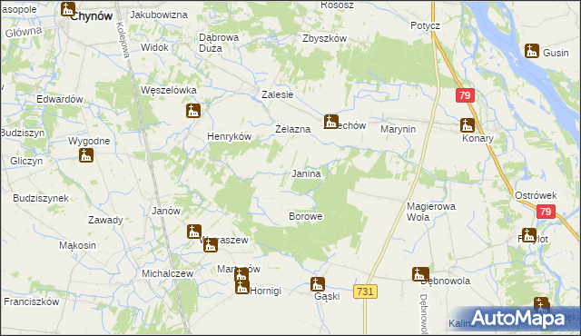 mapa Janina gmina Chynów, Janina gmina Chynów na mapie Targeo