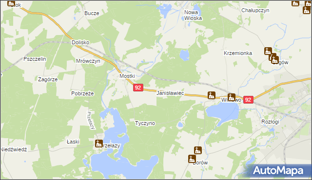 mapa Janisławiec, Janisławiec na mapie Targeo