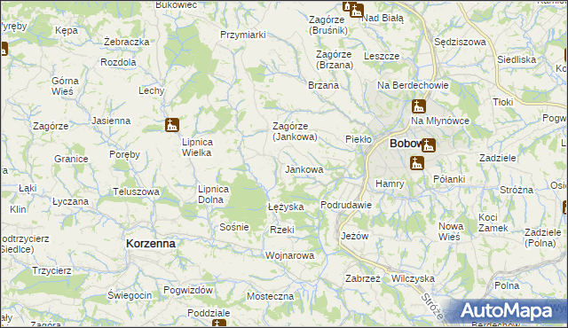 mapa Jankowa gmina Bobowa, Jankowa gmina Bobowa na mapie Targeo