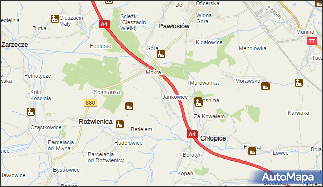 mapa Jankowice gmina Chłopice, Jankowice gmina Chłopice na mapie Targeo