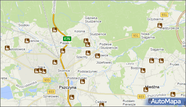 mapa Jankowice gmina Pszczyna, Jankowice gmina Pszczyna na mapie Targeo