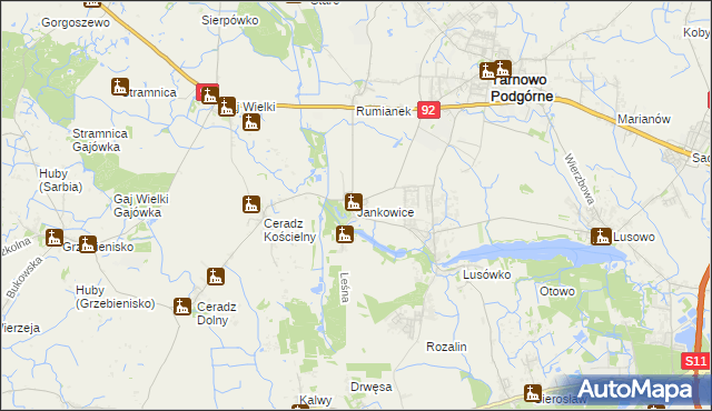 mapa Jankowice gmina Tarnowo Podgórne, Jankowice gmina Tarnowo Podgórne na mapie Targeo