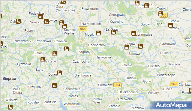 mapa Jankówka gmina Wieliczka, Jankówka gmina Wieliczka na mapie Targeo