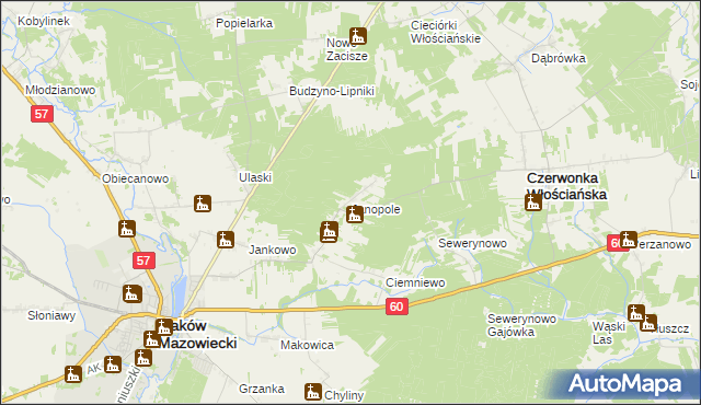 mapa Janopole gmina Czerwonka, Janopole gmina Czerwonka na mapie Targeo